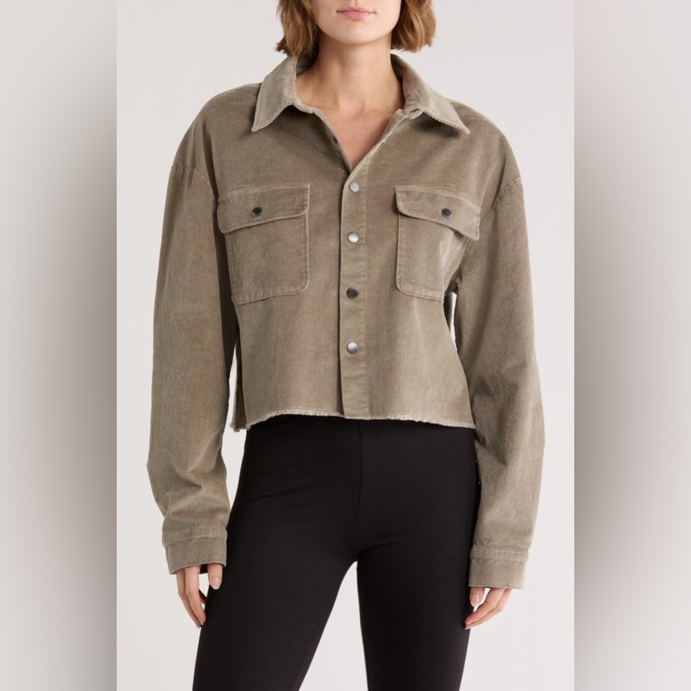 Crop corduroy shirt jacket